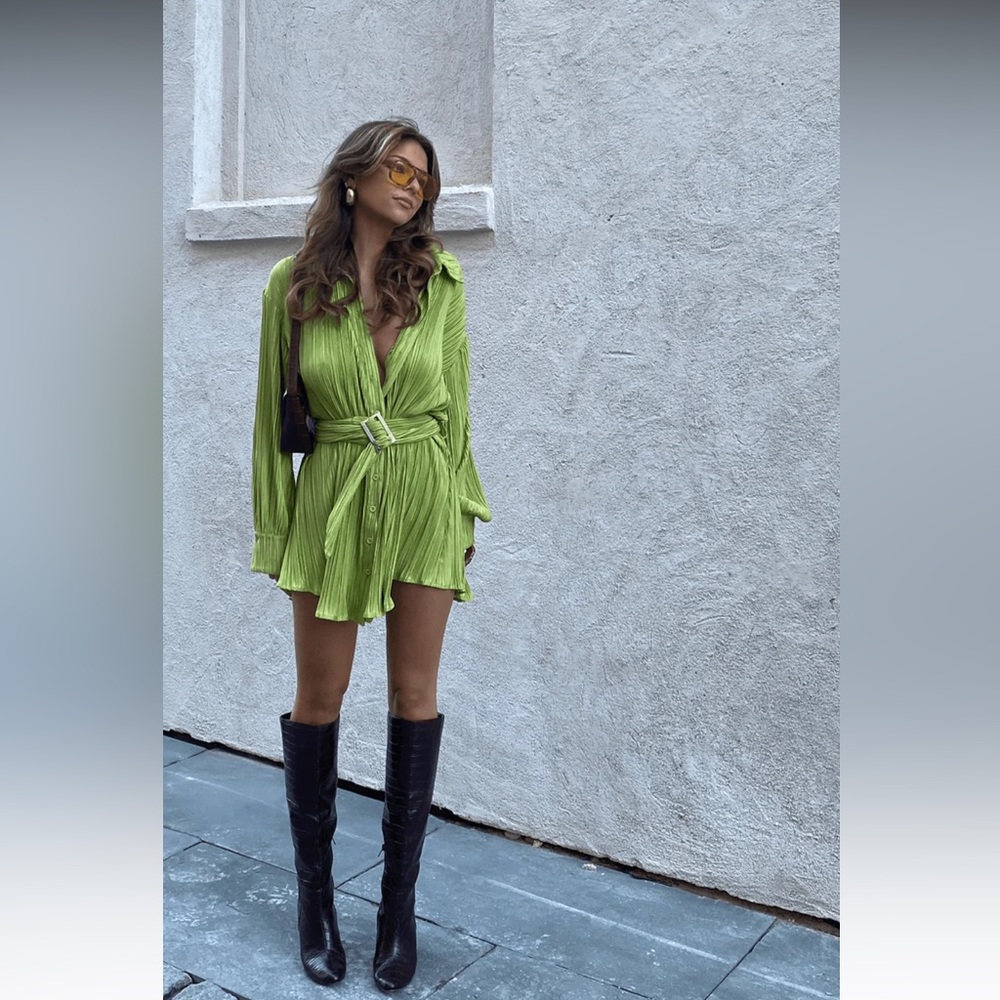 Charcoal Heart Of Gold Mini Dress in Green